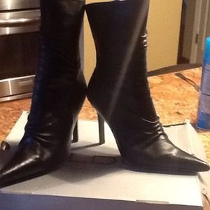 Black leather ankle boots