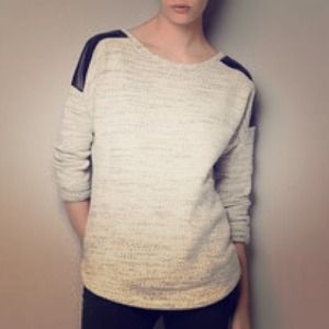 $ALE! Comfy zara sweater with leather shoulders