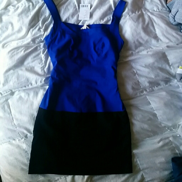 Silence + Noise Blue and Black Sheath Dress