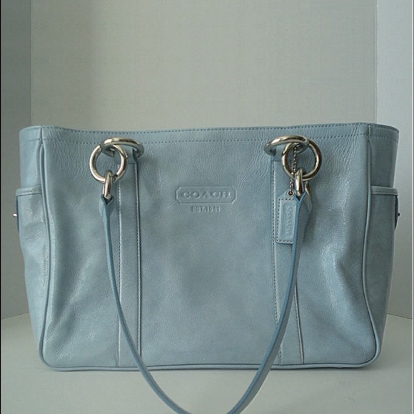 Dreamy Authentic Coach Soft Blue Leather Bag