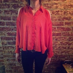 Orangeish red sheer top💗