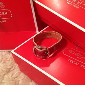 Coach Red Leather Buckle Bracelet