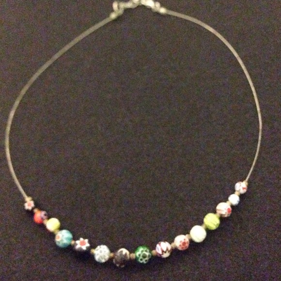 😍Necklace- lamp work glass beads on wire😍