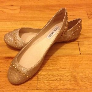 Steve Madden Kstudd Gold Glitter Flats