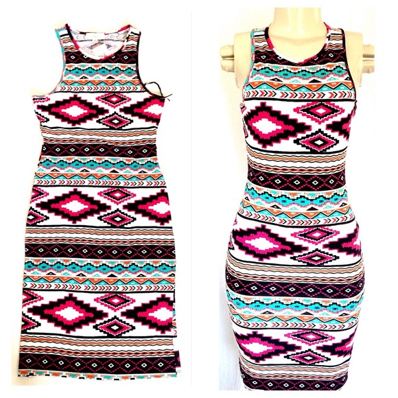 Pretty in White and Pink Aztec Dress - Picture 2 of 2