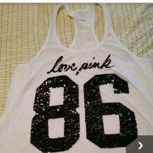 Black and white glitter tank