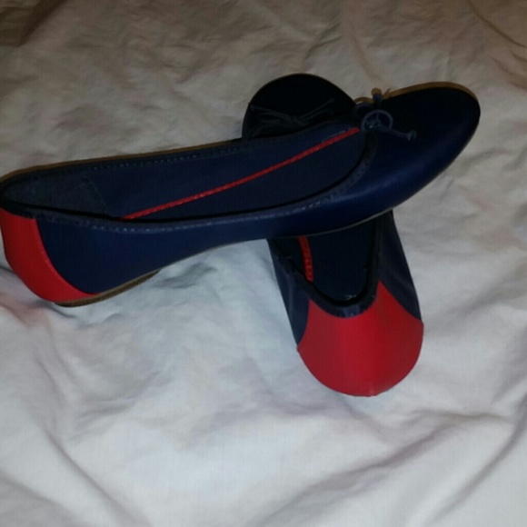 Navy and Red Ballerina Flats