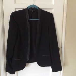 Blazer with faux leather details