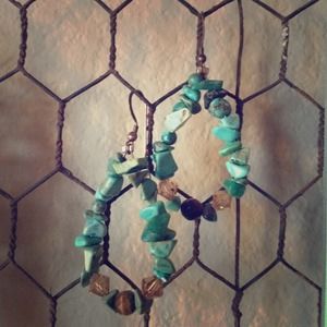 Turquoise Stone Loop Earrings