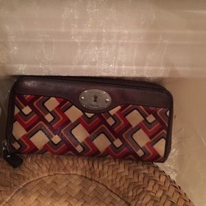 Fossil Key-Per Coated Canvas Zip Around Wallet