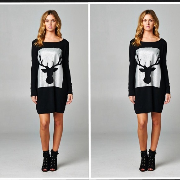 Dresses & Skirts - ❤️SOLD OUT❤️Moose Print Silver Sparkle Tunic Dress