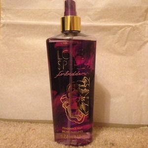 Victoria Secret's Love Spell Forbidden body spray.