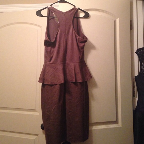 Mocha Colored Dress with Ruffle at Waist - Picture 4 of 4