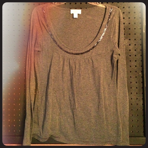 Grey Embellished knit Top