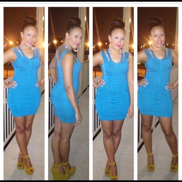 Mini blue multi-strap dress