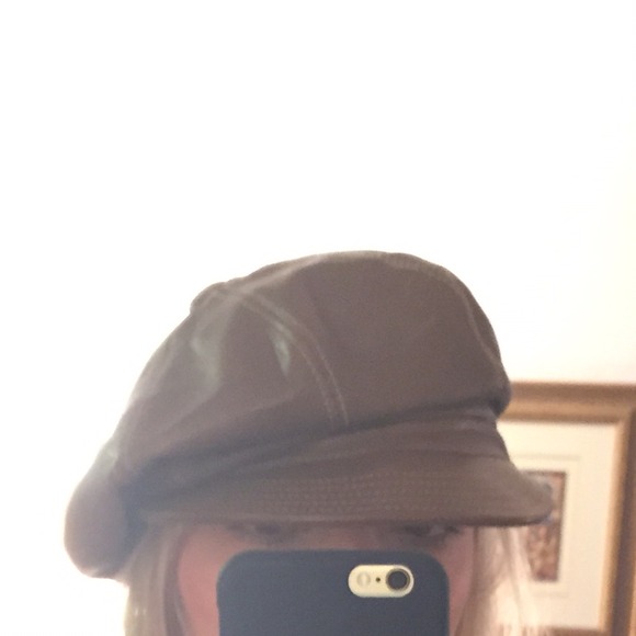 Barneys New York Leather Hat dark brown