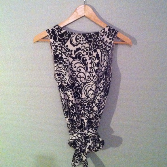 Express Black & white wrap shirt.