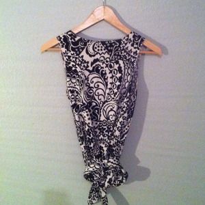 Express Black & white wrap shirt.