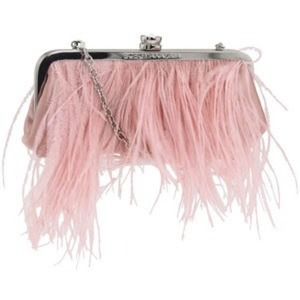 BCBGMAXAZRIA Feather Clutch in Apricot Mist