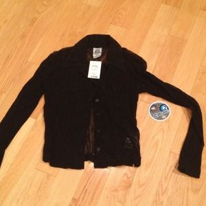 Black lace button down shirt