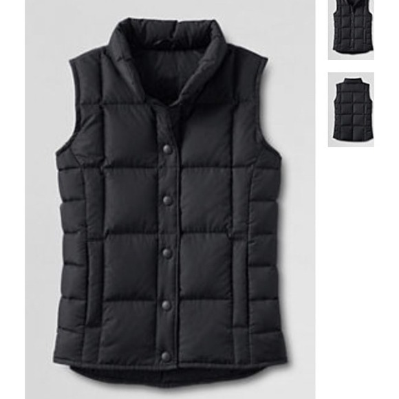 Lands End Choc Brown Down puffer snap vest MINT