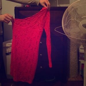 One shoulder orange/red dress