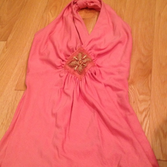 Coral beaded halter