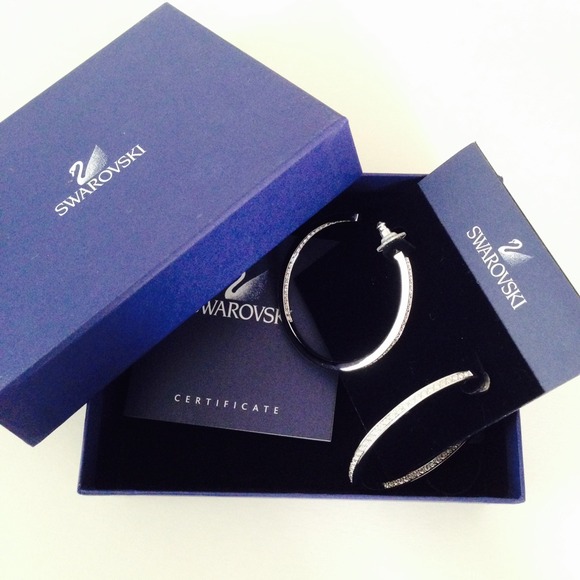 Swarovski Silver Crystal Large Hoop Earrings