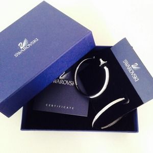 Swarovski Silver Crystal Large Hoop Earrings