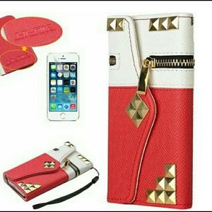 IPhone 5 5s Wallet Case Red New