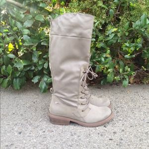 Rocket Dog Ride On Taupe Fold-Over Knee-High Boots