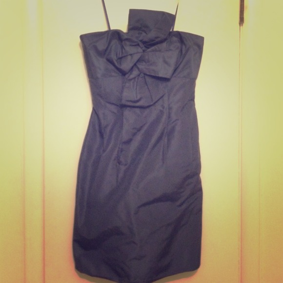 JCrew Blue Sateen Knot Top Strapless Dress