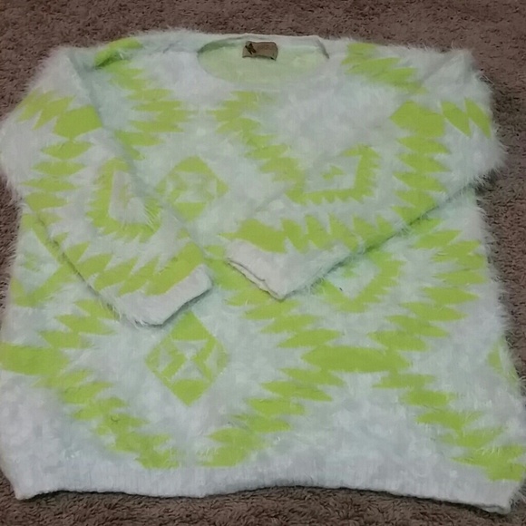 Fuzzy Neon Aztec Sweater