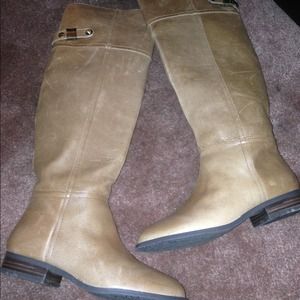 Over the knee boots in camel.