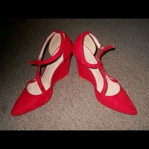 Red pointy toe heels