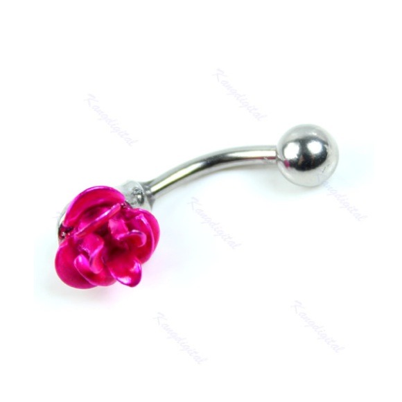 Rose belly button ring