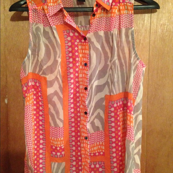 Button down hi low blouse