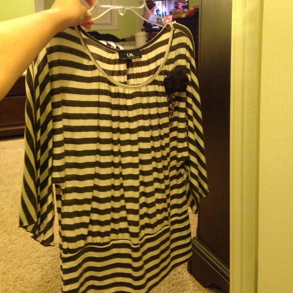 Green & cream striped shirt