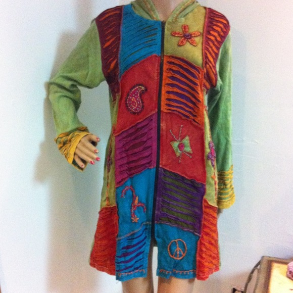Marie's boutique Jackets & Blazers - New in stock patchwork zip front hoodie / tunic HP