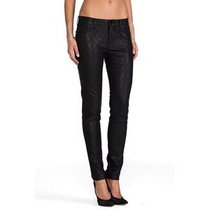 D-ID NY Rinse Quilted Stitch Faux Leather Skinny