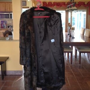 DKNY RABBIT FUR LONG COAT