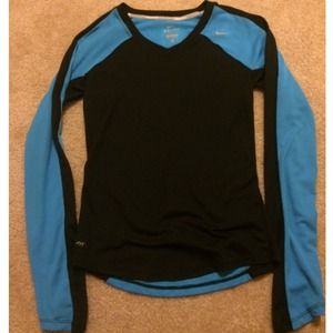 Nike Running Shirt Blue and Black Dri Fit