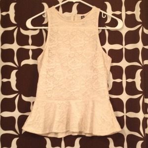 Cream Lace Peplum Tank