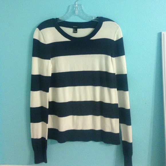 Navy & Cream Striped Sweater