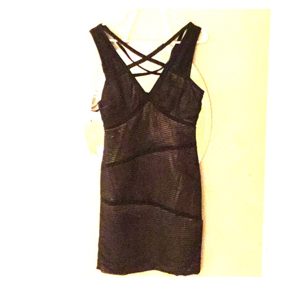 BCBG Maxaria Black and gold metallic dress