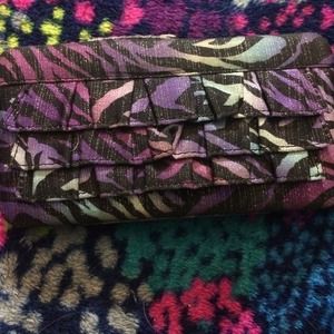Purple to blue gradient zebra striped clasp wallet