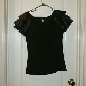 Black, ruffle sleeve shirt