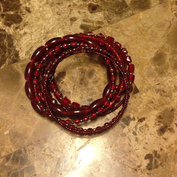 Red Beaded Wrap Bracelet