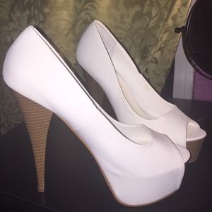 JustFab white heels