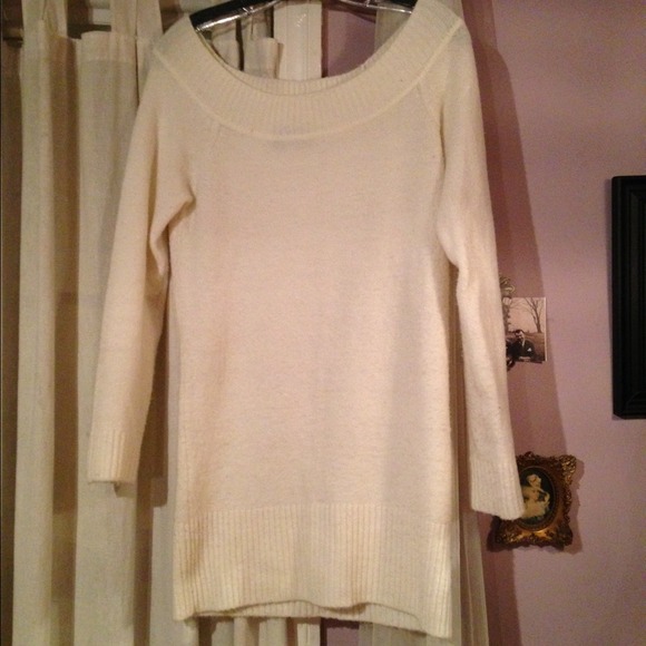 Ivory Fuzzy Sweater Tunic Dress - Picture 2 of 4